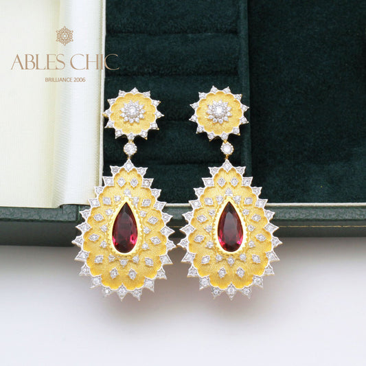 Boucles d'oreilles florales soyeuses au soleil 5192