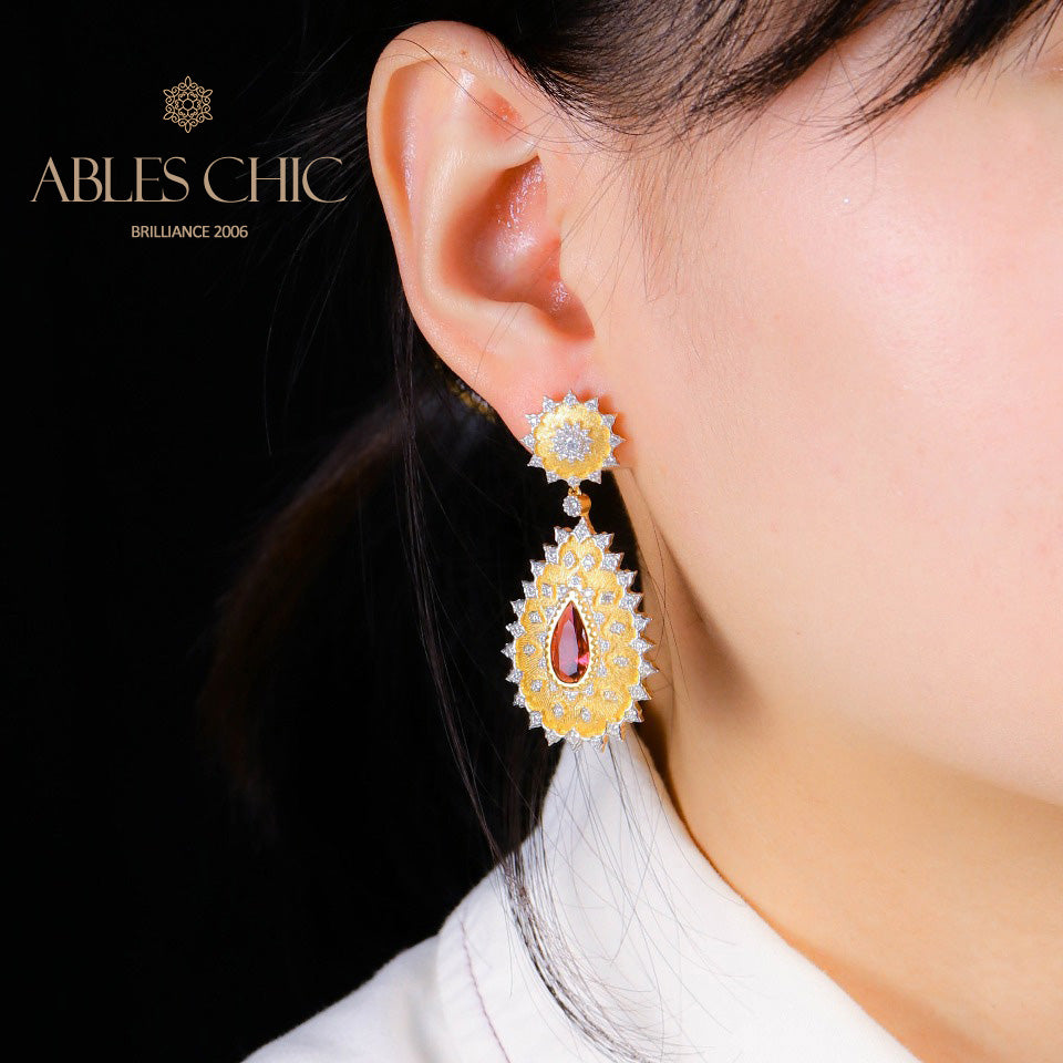 Boucles d'oreilles florales soyeuses au soleil 5192