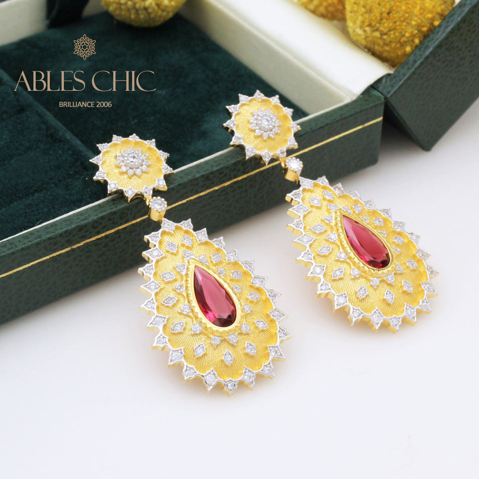 Boucles d'oreilles florales soyeuses au soleil 5192