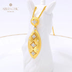 Collier ovale floral trèfle 5496