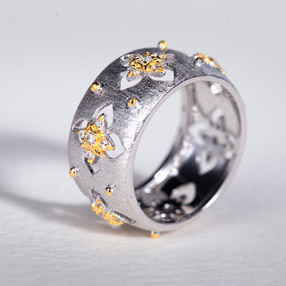 Bague florale trèfles soyeux CZ 5571