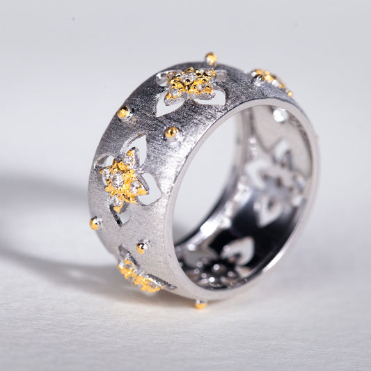 Bague florale trèfles soyeux CZ 5571
