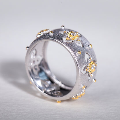 Bague florale trèfles soyeux CZ 5571