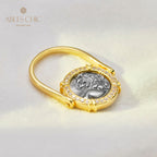 Bague à monnaie à rabat avec lion grec 5983