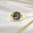 Bague à monnaie à rabat avec lion grec 5983