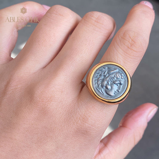 Anneau ouvert de pièce de monnaie grecque Zeus 6021