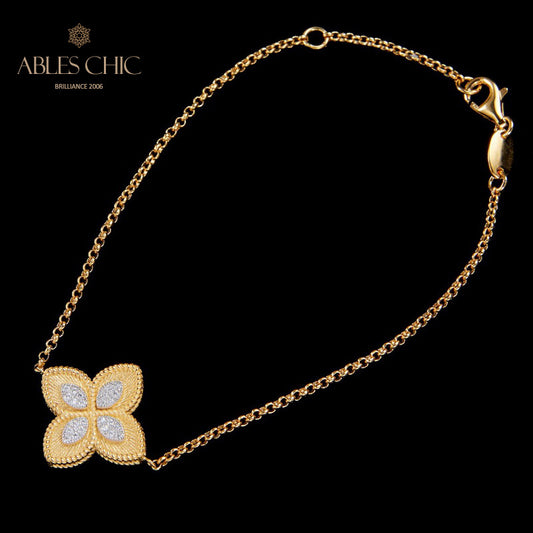 Bracelet trèfle élément en tissu 6127