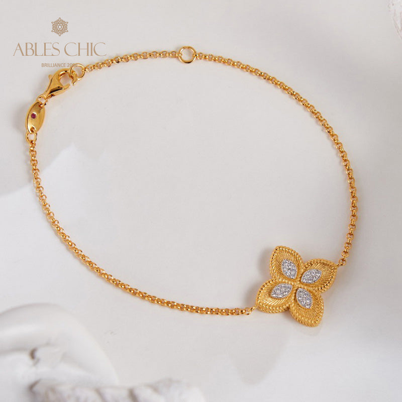 Bracelet trèfle élément en tissu 6127