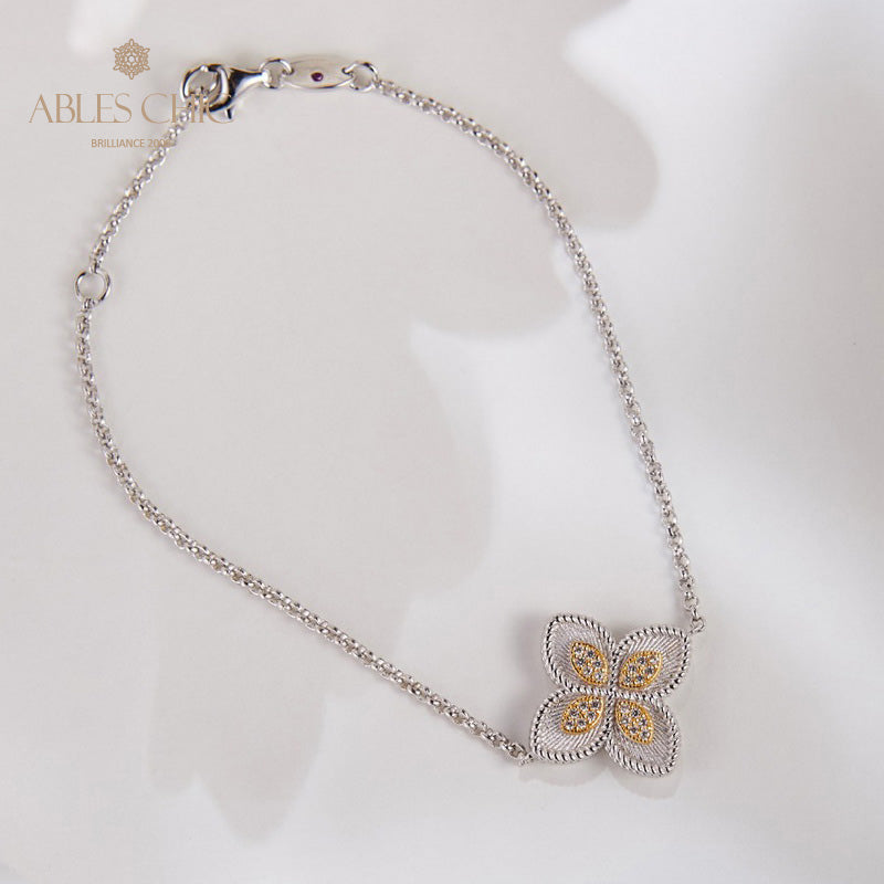 Bracelet trèfle élément en tissu 6127