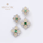 Boucles d'oreilles florales trèfle émeraude 5057