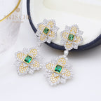 Boucles d'oreilles florales trèfle émeraude 5057