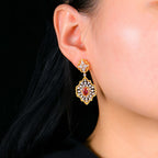 Boucles d'oreilles florales en nid d'abeille détaillées 5117