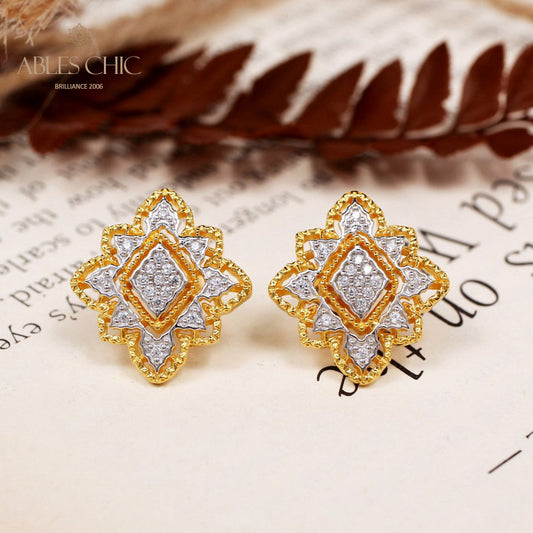 Boucles d'oreilles florales losange 5493