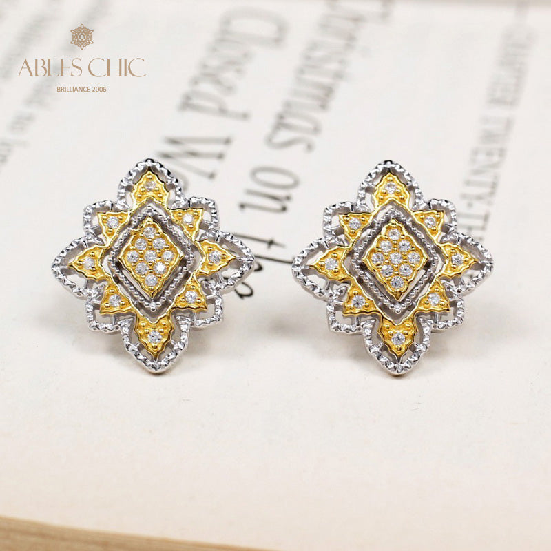 Boucles d'oreilles florales losange 5493