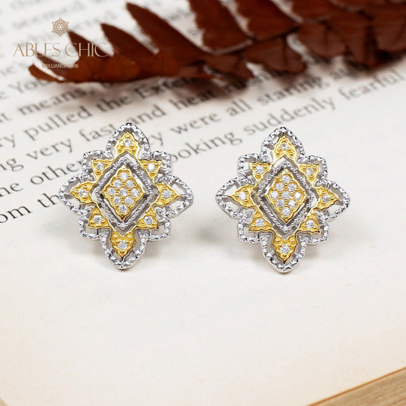 Boucles d'oreilles florales losange 5493