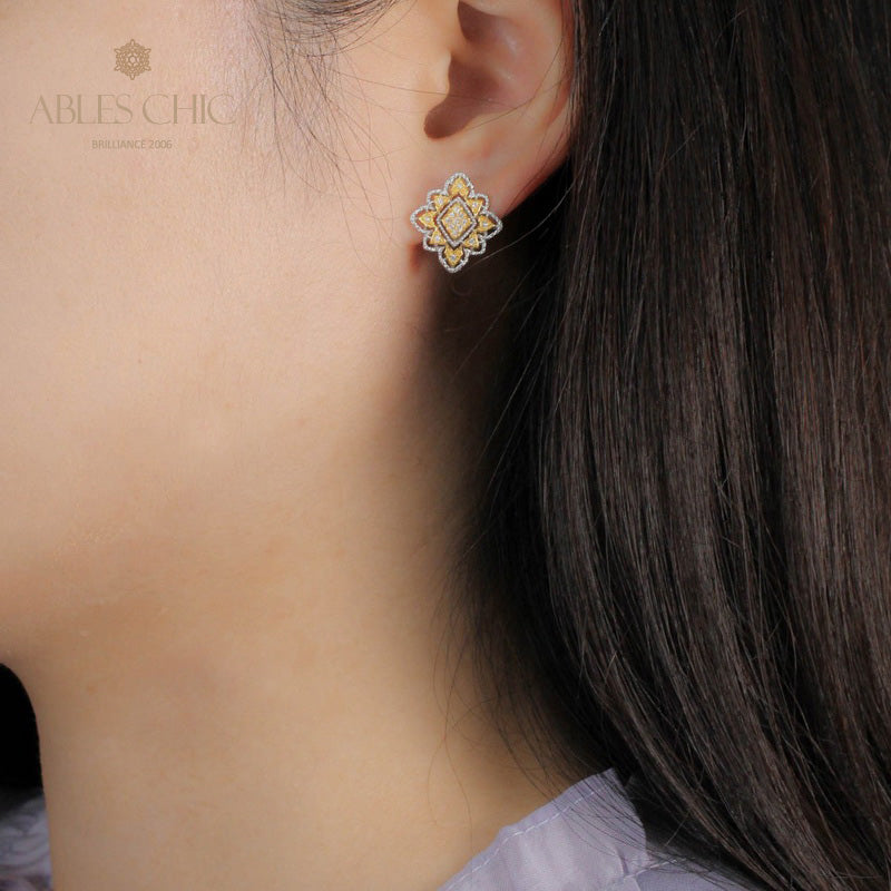 Boucles d'oreilles florales losange 5493