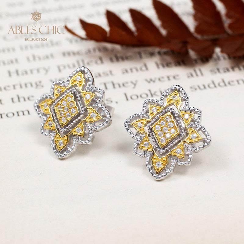 Boucles d'oreilles florales losange 5493