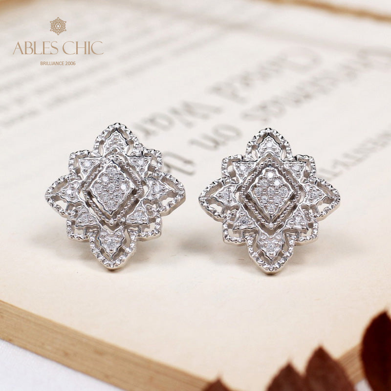 Boucles d'oreilles florales losange 5493