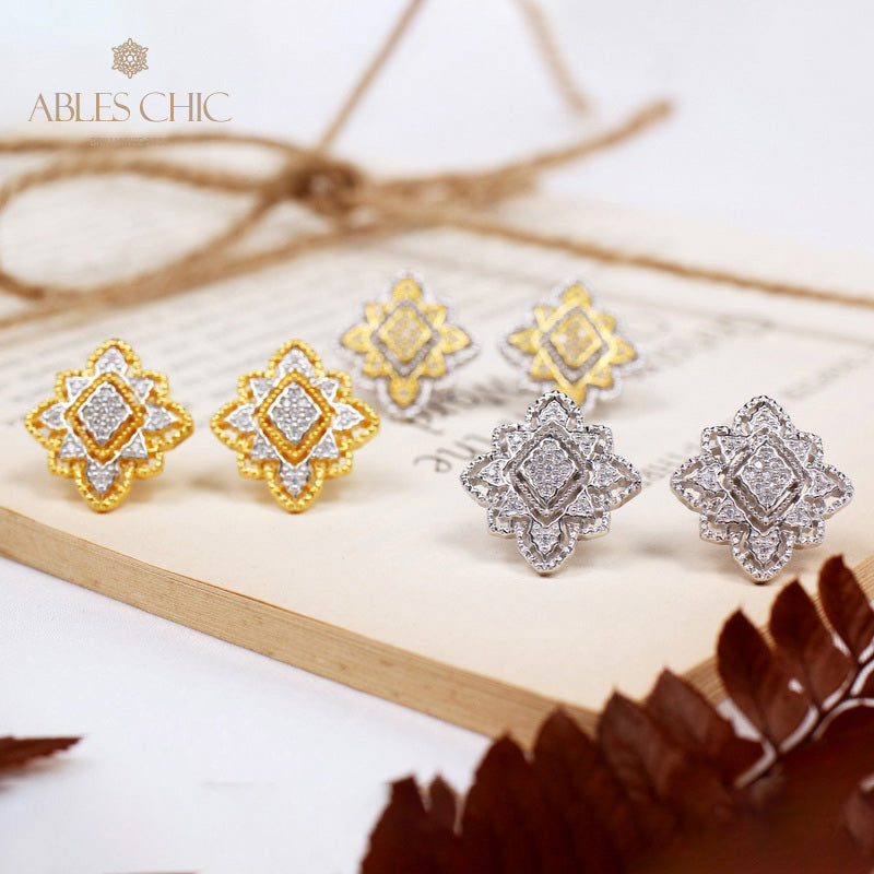Boucles d'oreilles florales losange 5493