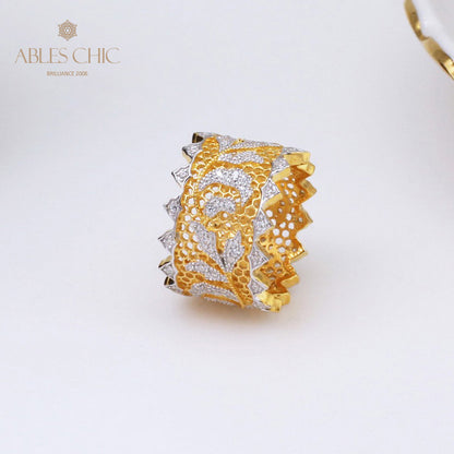 Bague florale en dentelle pétale de rose 5019