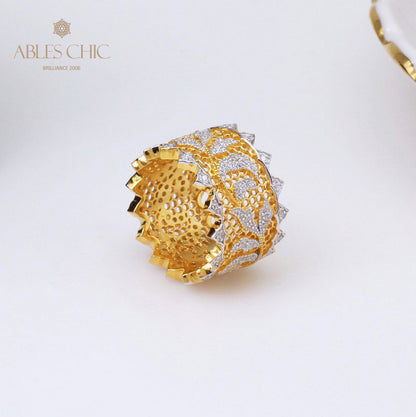 Bague florale en dentelle pétale de rose 5019