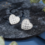Boucles d'oreilles coeur motif tissu 6076