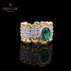 Bague florale en dentelle émeraude 6071