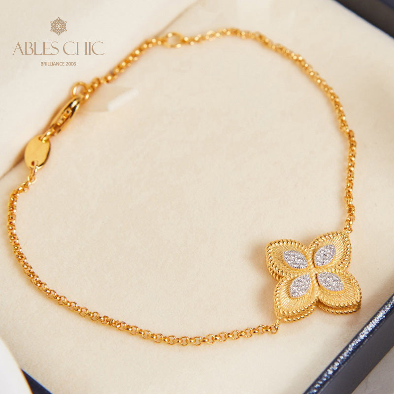 Bracelet trèfle élément en tissu 6127