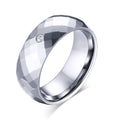 White Tungsten Engagement Band Small Facets Solitaire Stone Ring Wholesale 8mm - Ables Mall