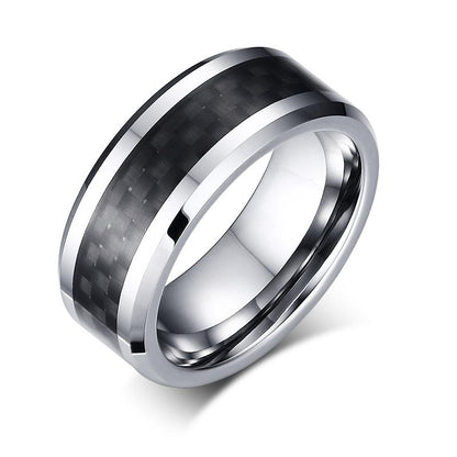 Carbon Fiber Inlay Tungsten Engagement Band Men's Ring Wholesale 8mm - Ables Mall