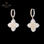 Boucles d'oreilles trèfle à motif en tissu 6125