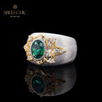 Bague soyeuse fleur d'émeraude 6067