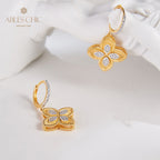 Boucles d'oreilles trèfle à motif en tissu 6125
