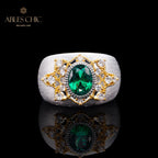 Bague soyeuse fleur d'émeraude 6067
