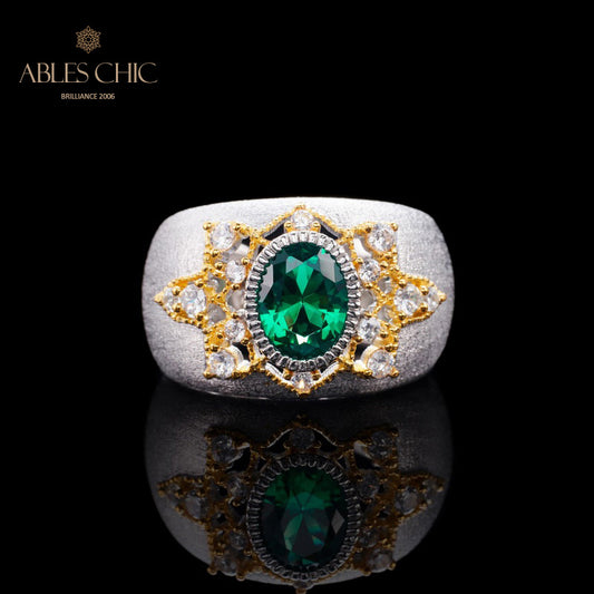 Bague soyeuse fleur d'émeraude 6067