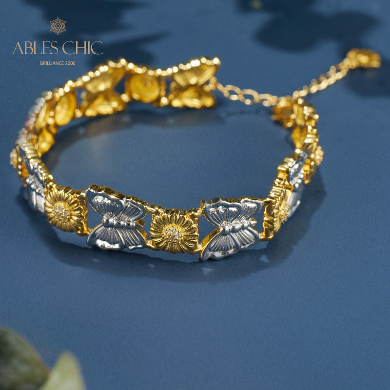 Bracelet papillon marguerite soyeuse 6054
