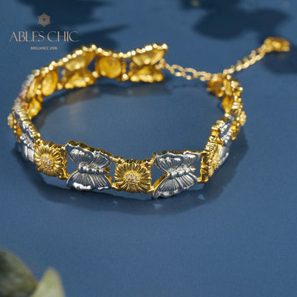 Bracelet papillon marguerite soyeuse 6054