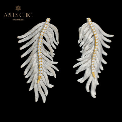 Boucles d'oreilles feuille de cyprès soyeuse 5960