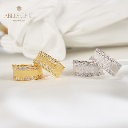 Boucles d'oreilles géométrie motif soie 6139