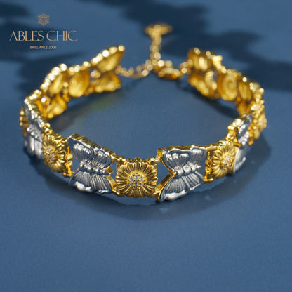 Bracelet papillon marguerite soyeuse 6054