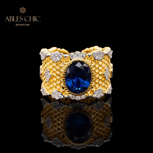 Bague florale en nid d'abeille en dentelle 6068