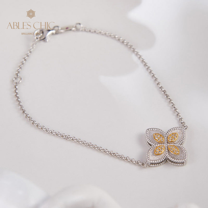 Bracelet trèfle élément en tissu 6127