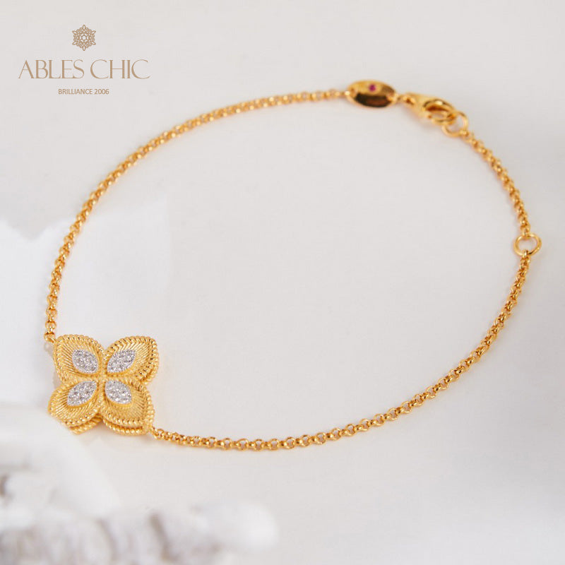 Bracelet trèfle élément en tissu 6127
