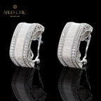 Boucles d'oreilles géométrie motif soie 6139
