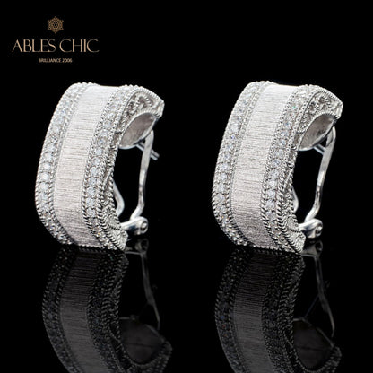 Boucles d'oreilles géométrie motif soie 6139