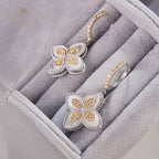 Boucles d'oreilles trèfle à motif en tissu 6125
