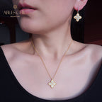 Boucles d'oreilles trèfle à motif en tissu 6125