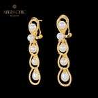 Boucles d'oreilles lustre en perles et chaîne en corde, 6136