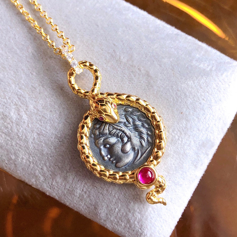 Collier de pièces de monnaie serpent byzantin 6057