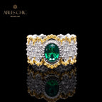 Bague florale en dentelle émeraude 6071